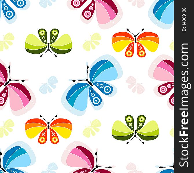 Seamless vivid pattern with colorful butterflies. Seamless vivid pattern with colorful butterflies