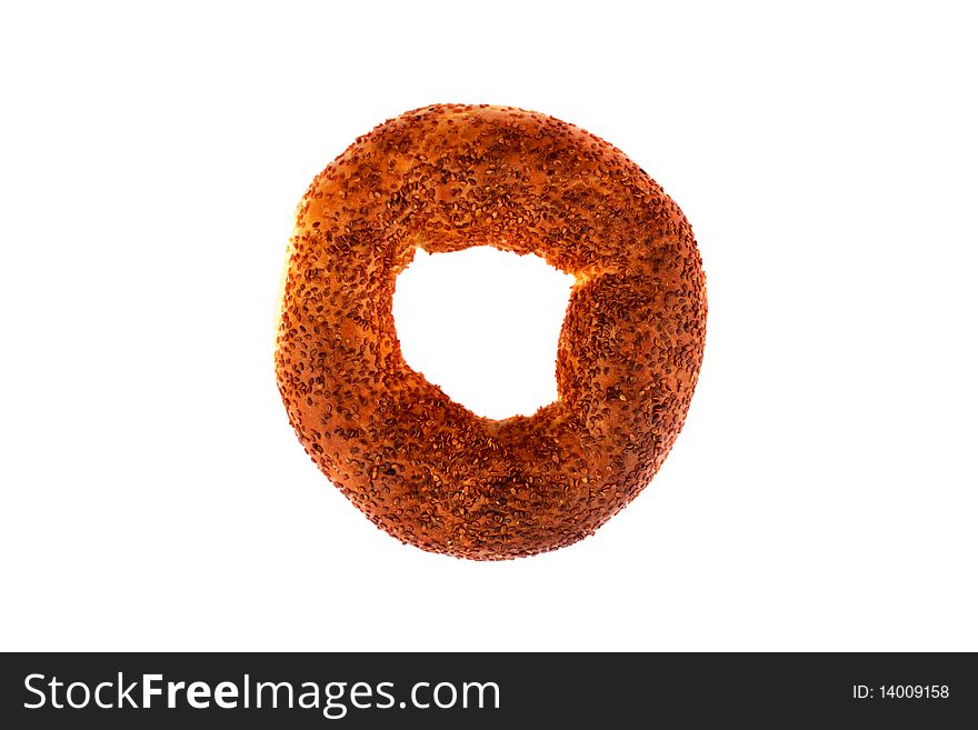 Traditional Turkish bagel isolated on white background