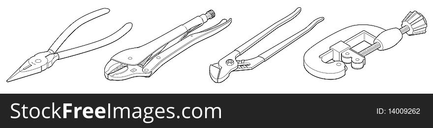 Vector Illustration of four tools.