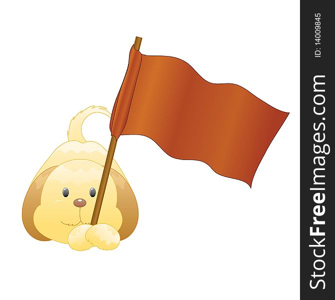 Dog Carrying Flag