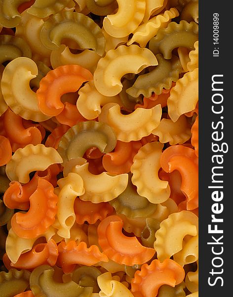 Color pasta, italian macaroni, food ingredient