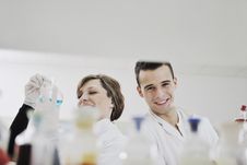 Students Couple In Lab Royalty Free Stock Photography Students Couple In Lab Royalty Free Stock Photography