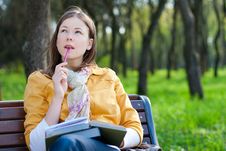 Woman With Book In Park Stock Images Woman With Book In Park Stock Images