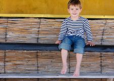 Smiling Boy Sitting In Beach Bar Stock Photography Smiling Boy Sitting In Beach Bar Stock Photography