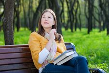 Woman With Book In Park Stock Images Woman With Book In Park Stock Images