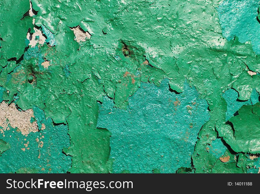 Texture of the old green paint