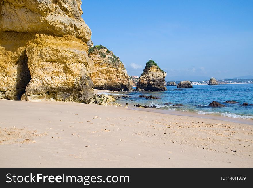 Cliffs and beach of portugal. Cliffs and beach of portugal