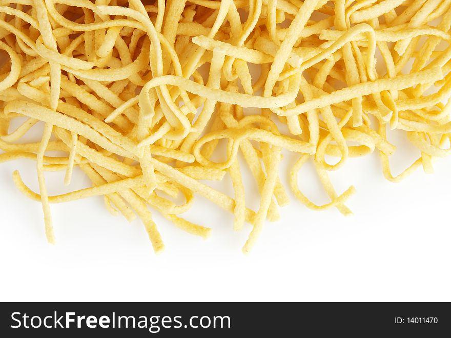 Raw pasta isolated on a white background