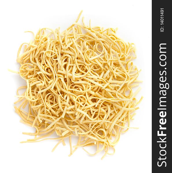 Dry pasta on white background