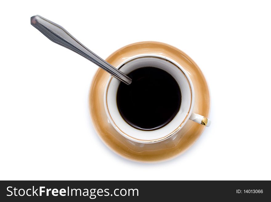 Cup of hot coffee on a white background