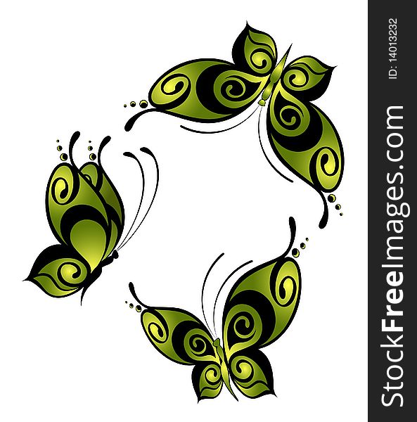 Abstract Tropical Butterfly. Beautiful illustration