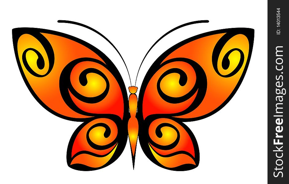 Butterfly. Beautiful abstract illustration on a white background