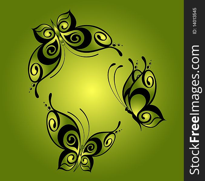 Butterfly. Beautiful abstract illustration on a green background