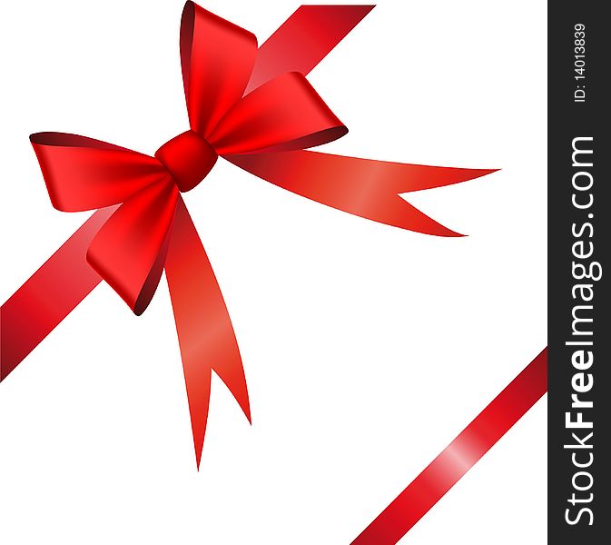 Red ribbon and bow isolated. Red ribbon and bow isolated
