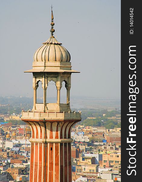 Minaret at Jama Masjid in Delhi, India