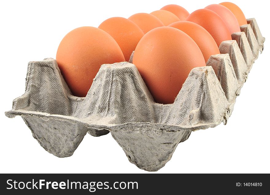 Packing of eggs isolated on a white background