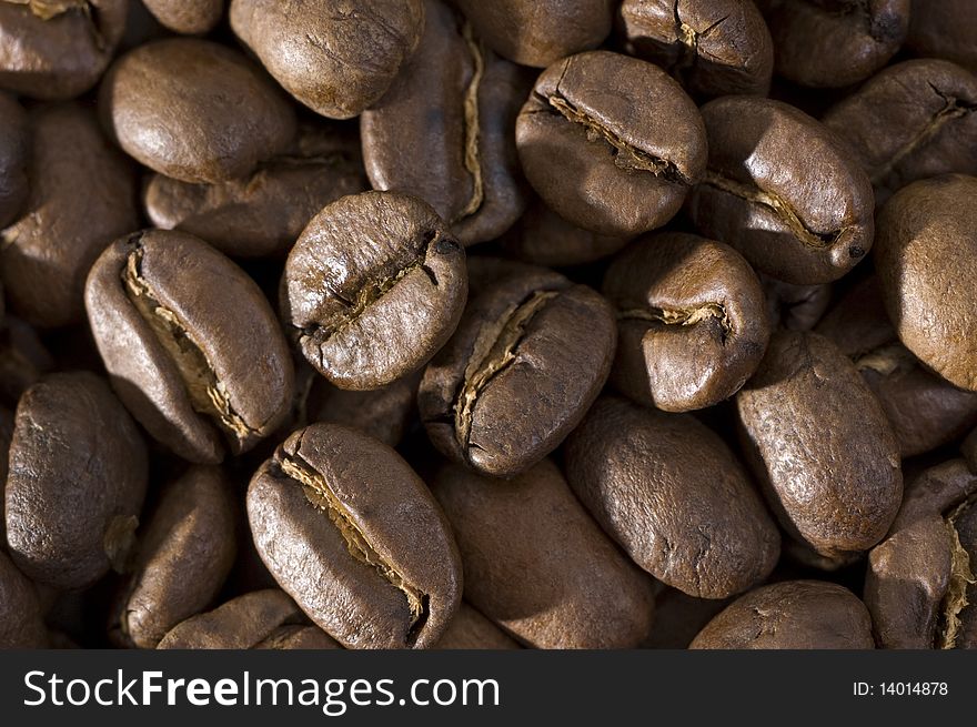 A close up of coffee beans. A close up of coffee beans