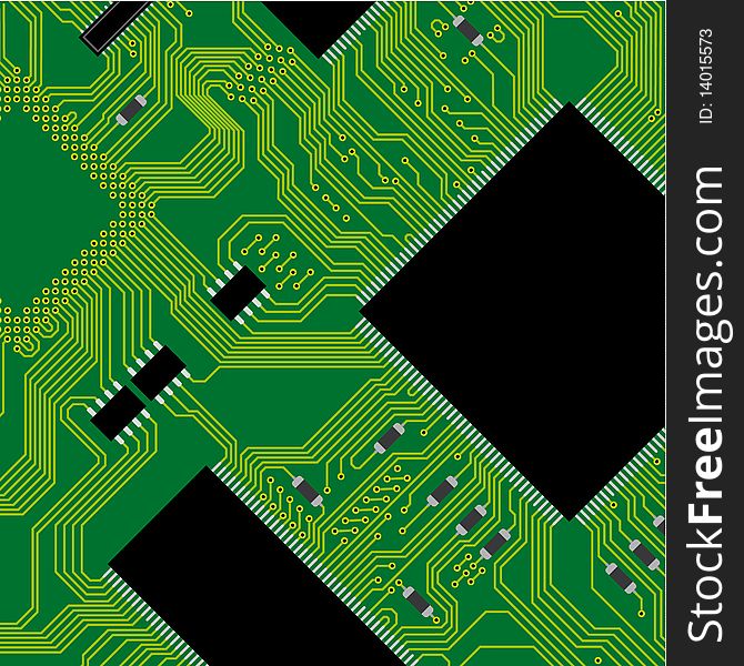 Green Circuit Board Illustration.