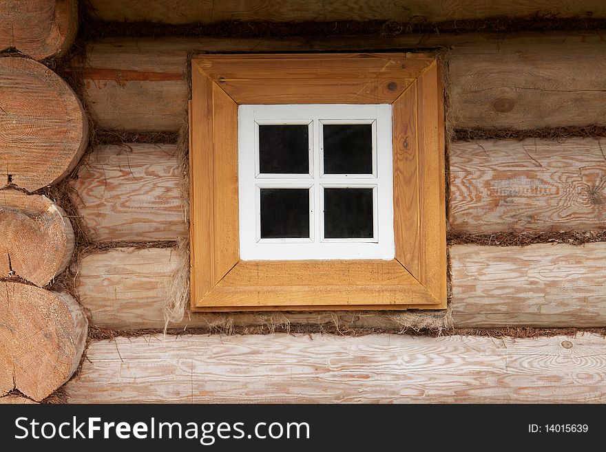 Small window of rural wood house