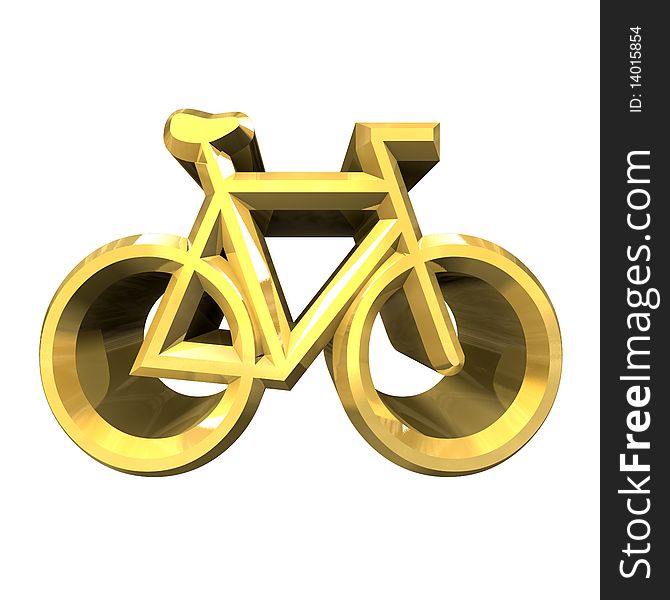 Bike symbol in gold (3d made). Bike symbol in gold (3d made)