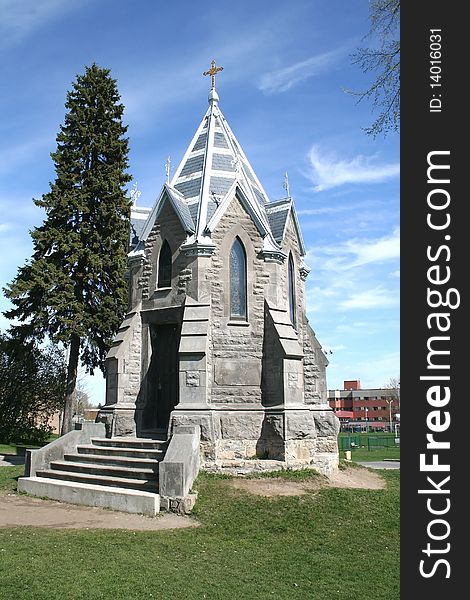 Small chapel in a park in the city of Blainville. Small chapel in a park in the city of Blainville
