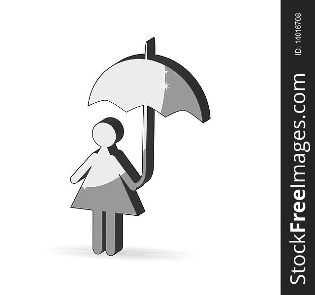 A women 3d figure with black umbrella