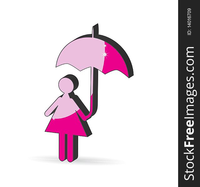 A women 3d figure with black umbrella