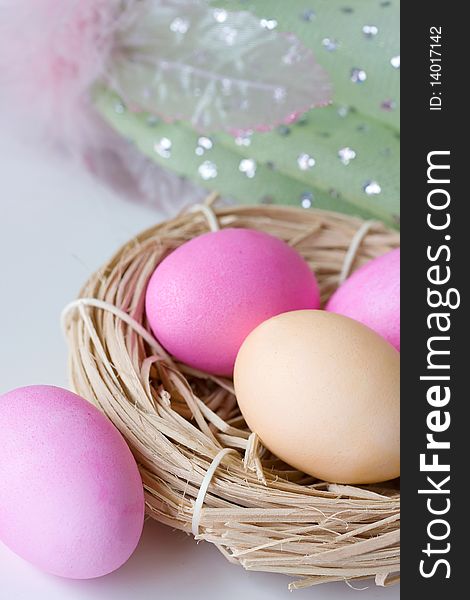 Colorful Easter Eggs In The Nest