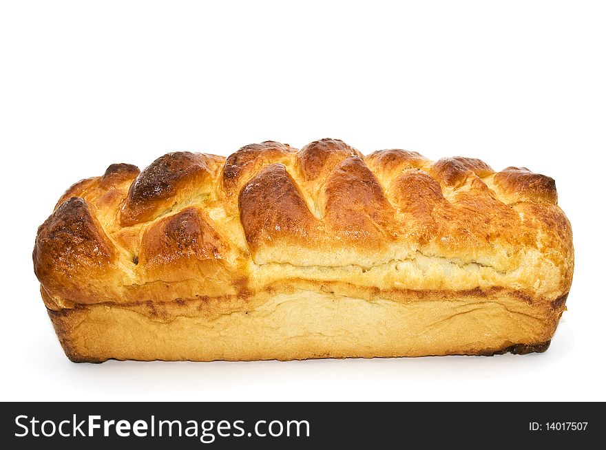 Beautiful fresh-baked bread made out of biscuit dough and isolated on a white background. Beautiful fresh-baked bread made out of biscuit dough and isolated on a white background.