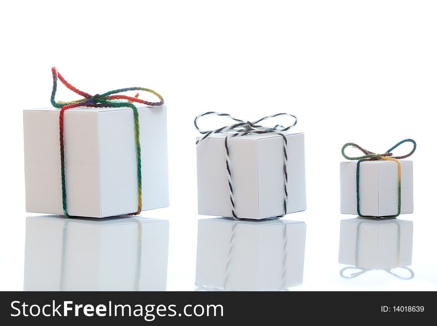 White three boxes on isolated background