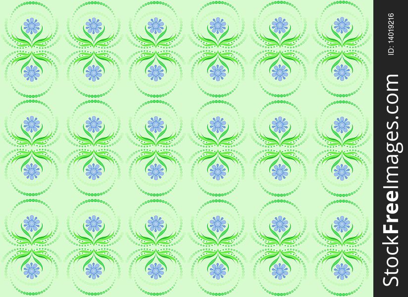 Abstract floral pattern on a green background. Abstract floral pattern on a green background