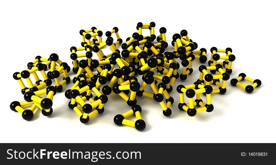 Many of the molecules in yellow and black