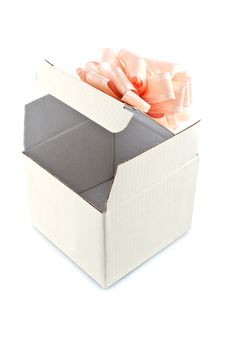 Gift Box With Rose-colored Ribbon Royalty Free Stock Photo Gift Box With Rose-colored Ribbon Royalty Free Stock Photo