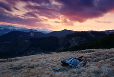 Sunset In Mountains Royalty Free Stock Image