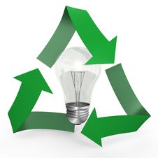 A Light Bulb Inside The Recycle Symbol - 3d Image Stock Photography A Light Bulb Inside The Recycle Symbol - 3d Image Stock Photography