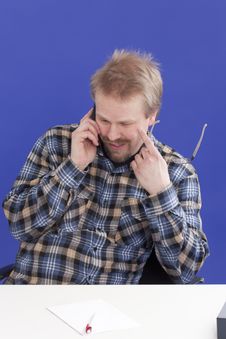 Man Takes A Personal Phone Call Stock Images Man Takes A Personal Phone Call Stock Images