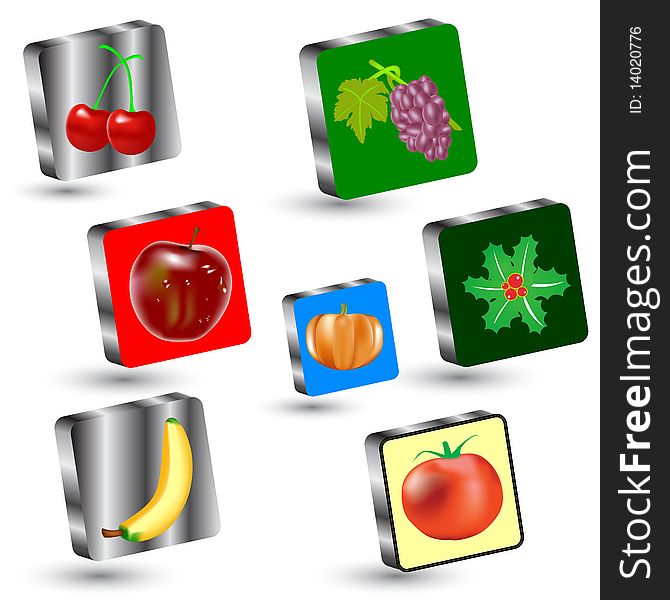 Abstract fruits and vegetables icons. Abstract fruits and vegetables icons