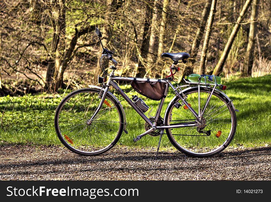 Touring bicycle on the pathway