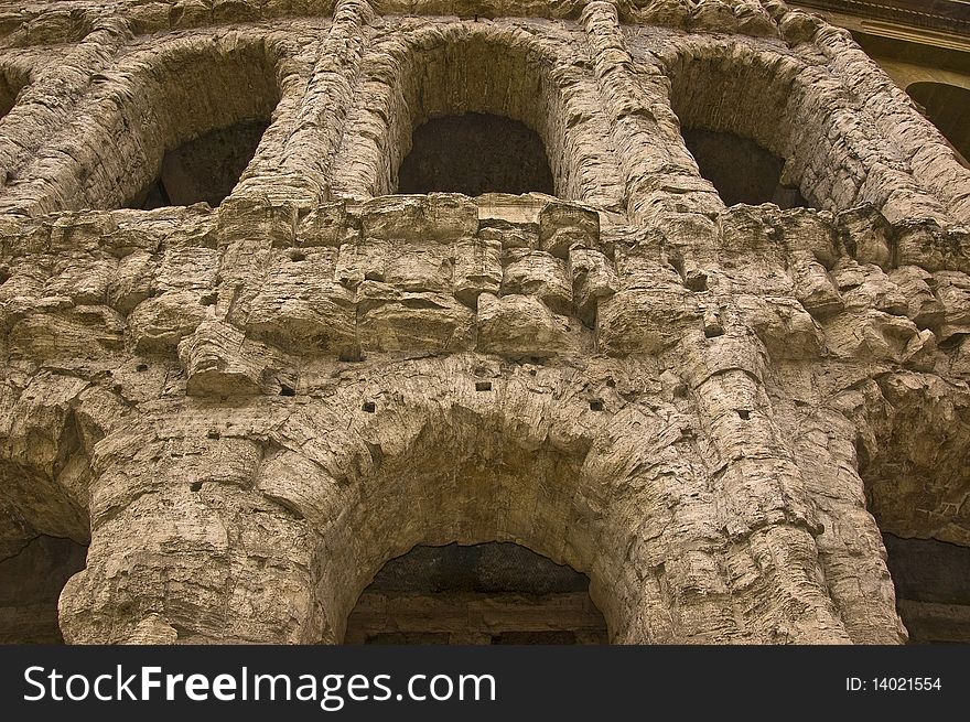 Roman arches at the old roman theatre, rome