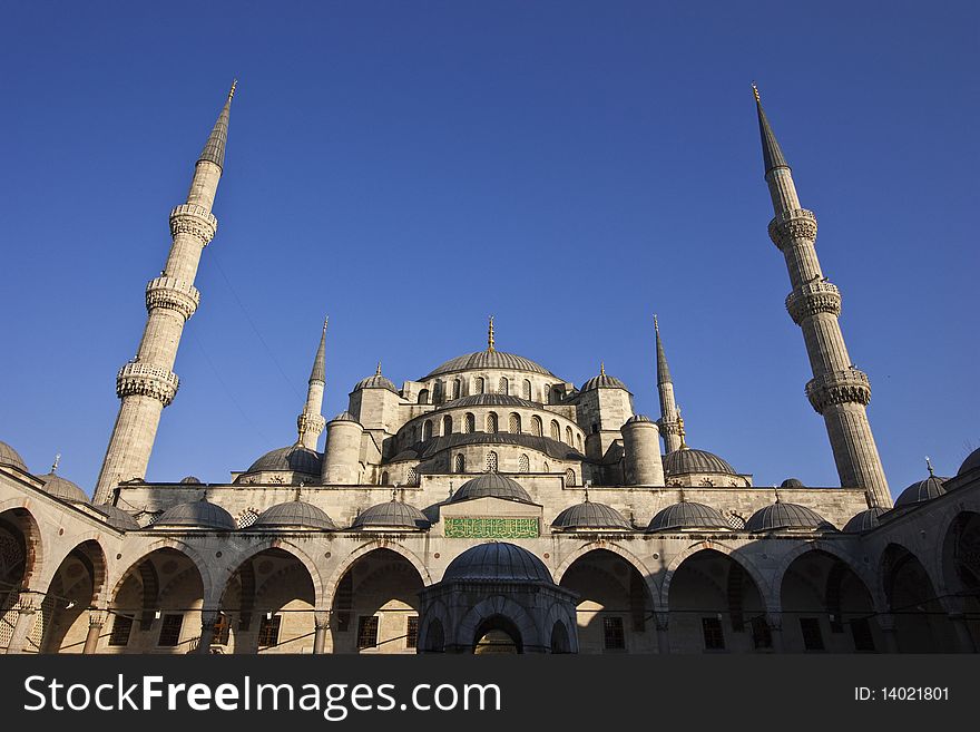 View of Blue Mosque domes and minarets in Istanbul. View of Blue Mosque domes and minarets in Istanbul