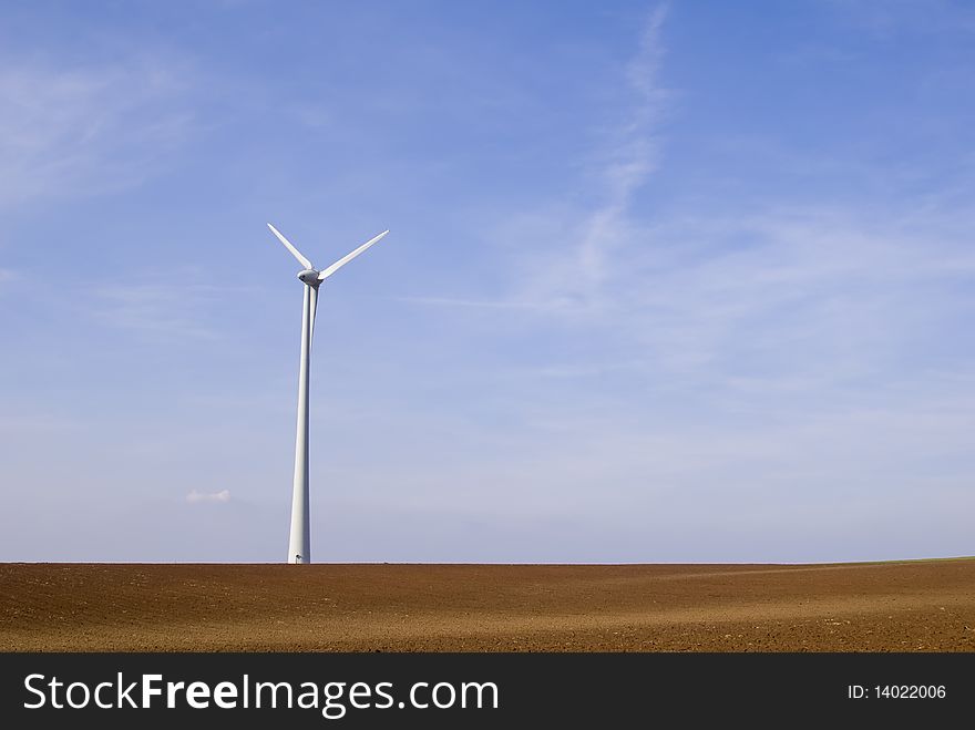 Isolated wind turbine in the countryside