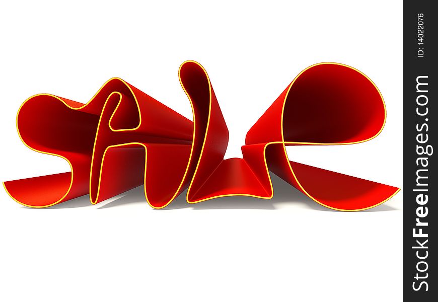 Red sale inscription on white background isolated