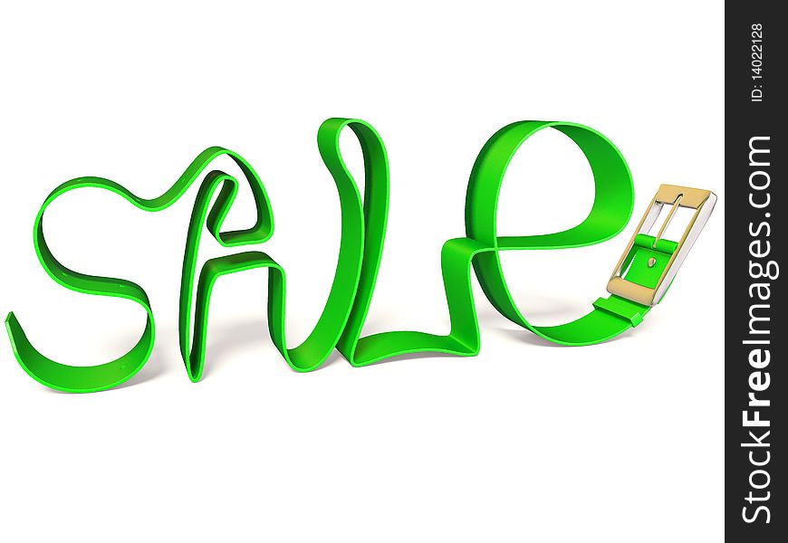 Green sale inscription on white background isolated