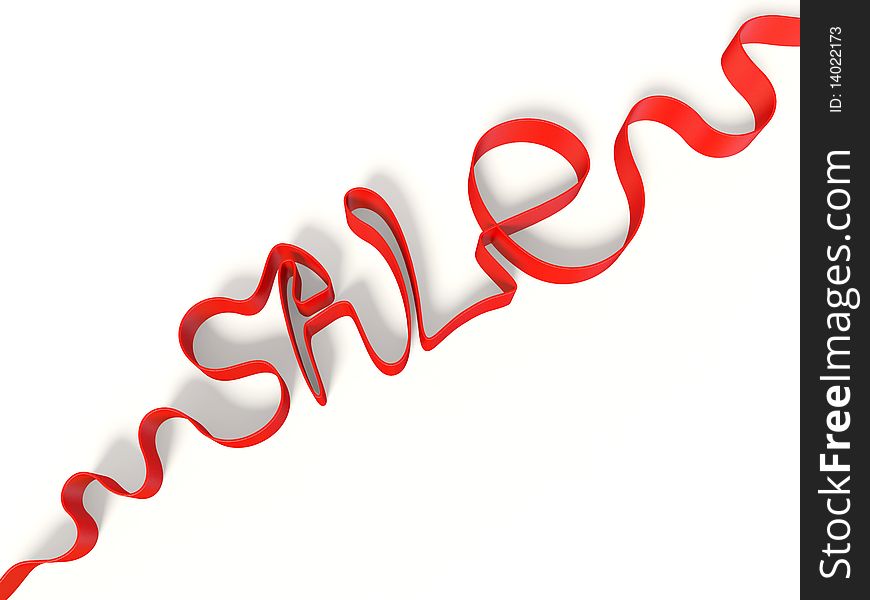 Red sale sign on white background isolated