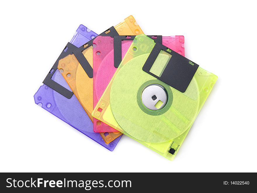 Color floppy disks isolated