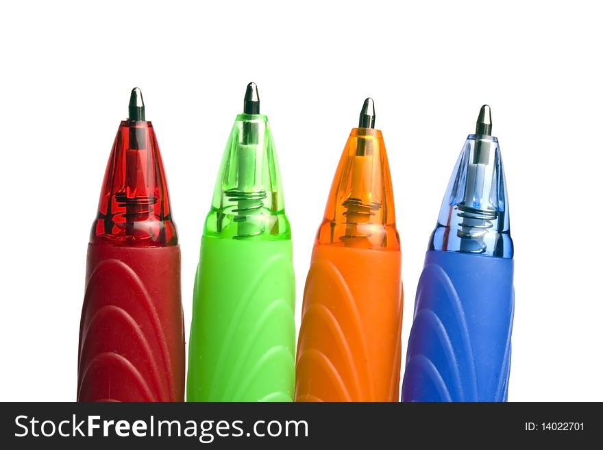 4 different colour pen isolated on white background. 4 different colour pen isolated on white background