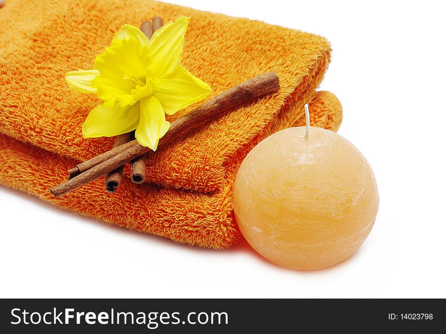 Spa accessories on the white background. Spa accessories on the white background