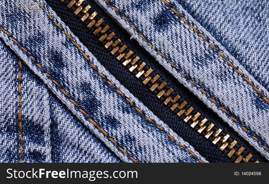 Blue Jeans Background With Zipper