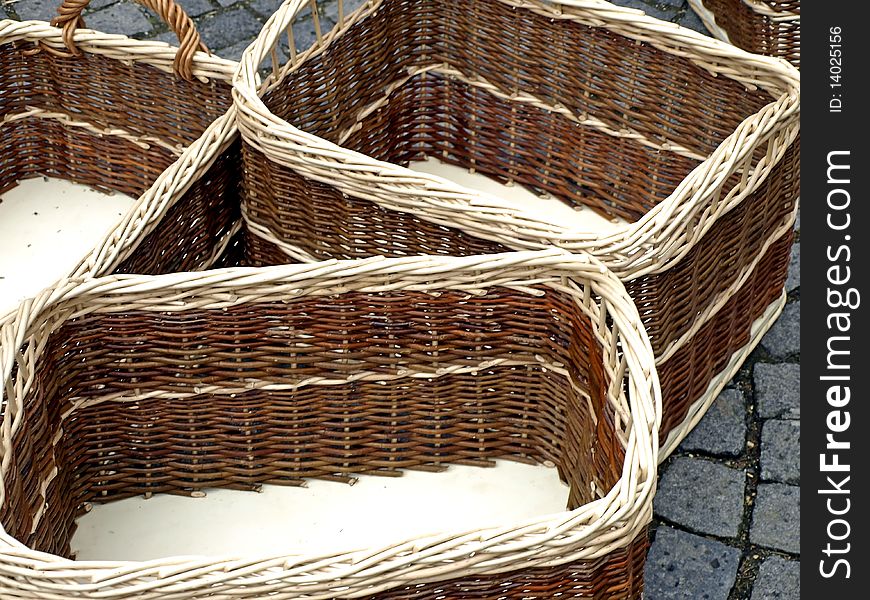 Wicker baskets at a street sale