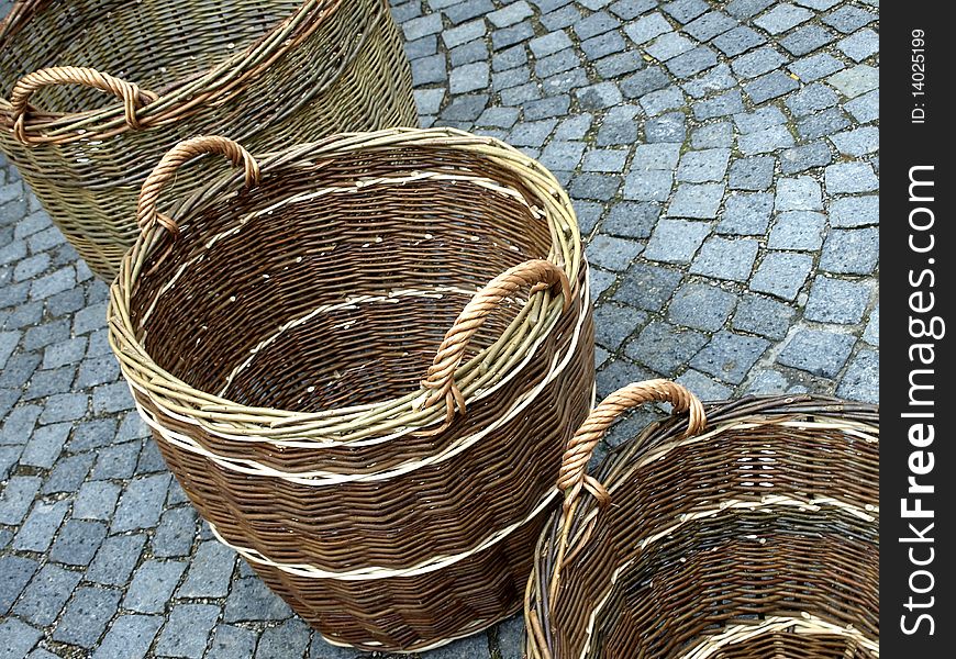 Wicker baskets at a street sale